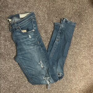 rag & bone Blue Distressed Skinny Jeans